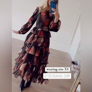 JessaKae Floral Ruffle Midi Dress